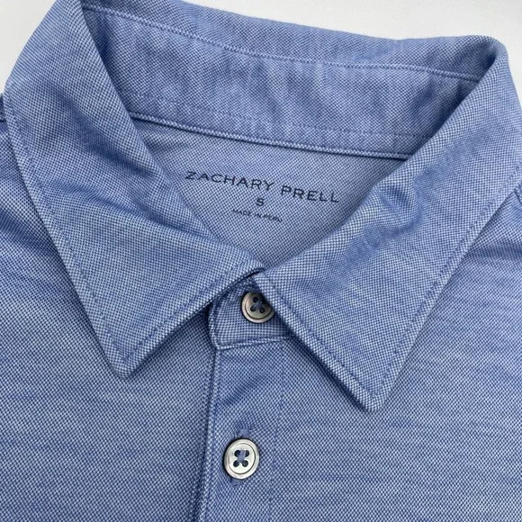 Zachary Prell Polo Men's Blue Stretch‎ Short Sleeve Shirt Size Small - Picture 2 of 5